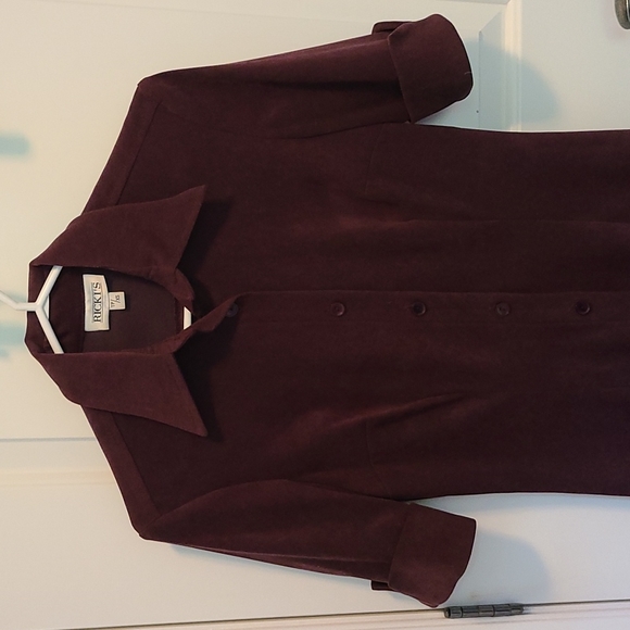 Suede look burgundy coat dress - Picture 1 of 5